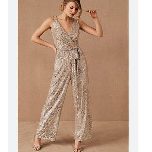 BHLDN Anthropologie Sachin + Babi Somers Sequin Jumpsuit Wedding Barbie Party